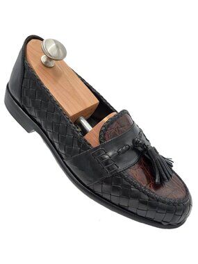 NEW Vintage Bragano Exotic Crocodile Leather Tassel Loafers Men 8.5 Dress Shoes